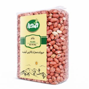 بادام زمینی 900 گرمی برند صحرا | بادام زمینی طبیعی ترد بدون نمک